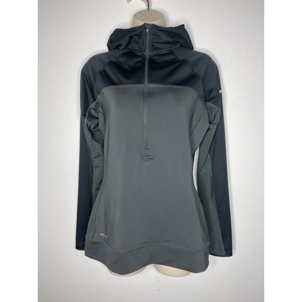 Nike Dri-Fit Hoodie Black Gray Long Sleeve Lightweight Women Size M